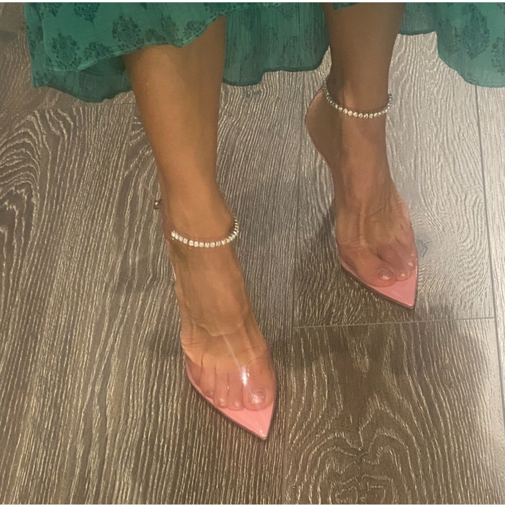 Stuart Weitzman Sparkle Pink Nude Sandals